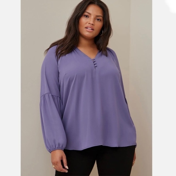 ⭐️ New Torrid 1 Georgette Peasant Blouse Plus Size 1 Top, Puff Sleeve Shirt - Picture 3 of 9